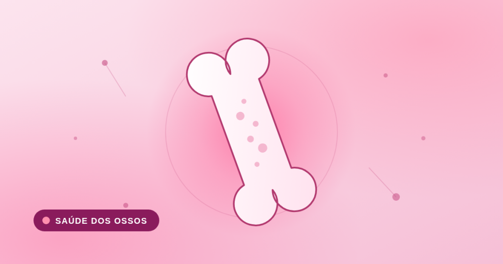 Ilustração de um osso com aspecto poroso, representando a osteoporose